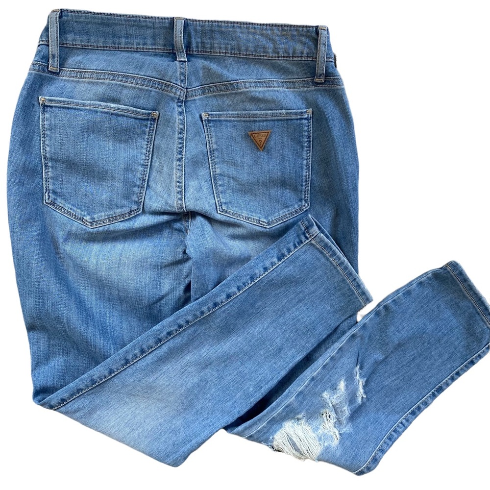 GUESS Distressed Ripped Blue Jeans Size 26 - Picture 2 of 3